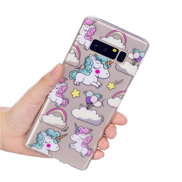 Pattern Printing IMD TPU Mobile Phone Shell for Samsung Galaxy Note 8 N950 - Shy Unicorns-6
