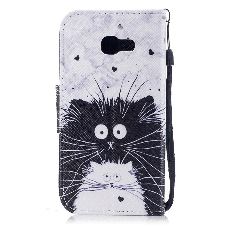 Pattern Printing Leather Wallet Case for Samsung Galaxy A3 (2017) - Black and White Cat-2