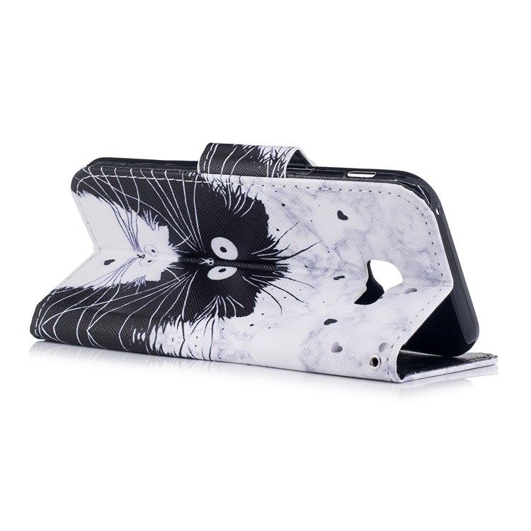 Pattern Printing Leather Wallet Case for Samsung Galaxy A3 (2017) - Black and White Cat-3