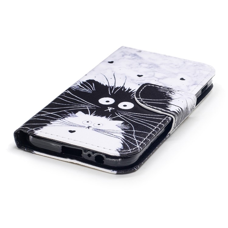 Pattern Printing Leather Wallet Case for Samsung Galaxy A3 (2017) - Black and White Cat-4