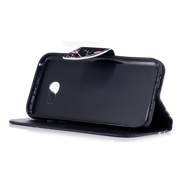 Pattern Printing Leather Wallet Case for Samsung Galaxy A3 (2017) - Black and White Cat-7