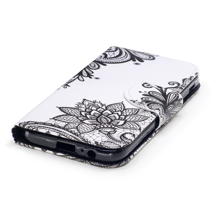 Pattern Printing Leather Wallet Cover for Samsung Galaxy A3 (2017) - Black Flowers-4