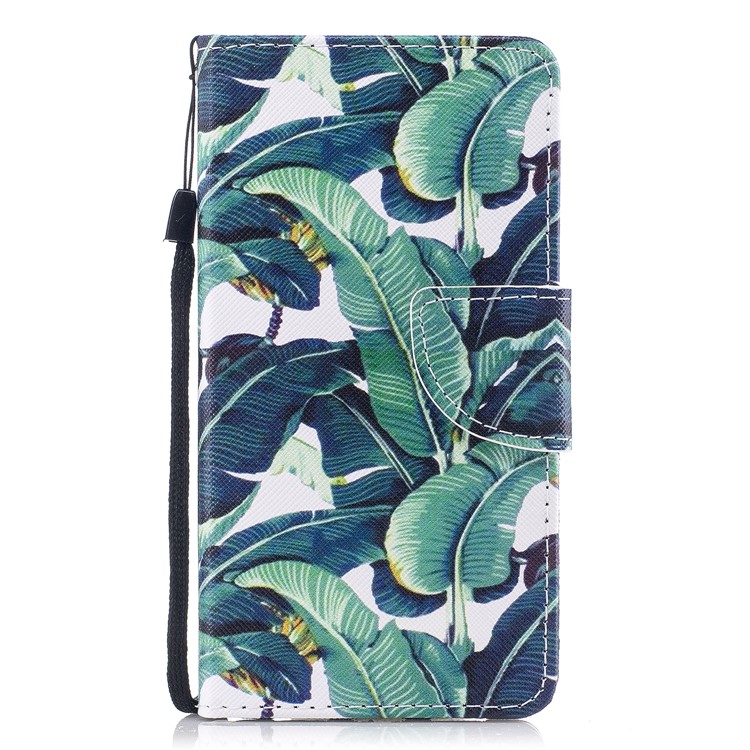 Pattern Printing Leather Wallet Case Shell for Samsung Galaxy A3 (2017) - Leaf Pattern-1