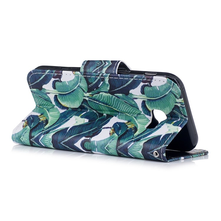 Pattern Printing Leather Wallet Case Shell for Samsung Galaxy A3 (2017) - Leaf Pattern-3