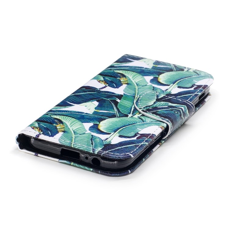Pattern Printing Leather Wallet Case Shell for Samsung Galaxy A3 (2017) - Leaf Pattern-4