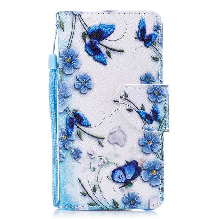 Pattern Printing Wallet Leather Protection Case for Samsung Galaxy A3 (2017) - Blue Flowers-1