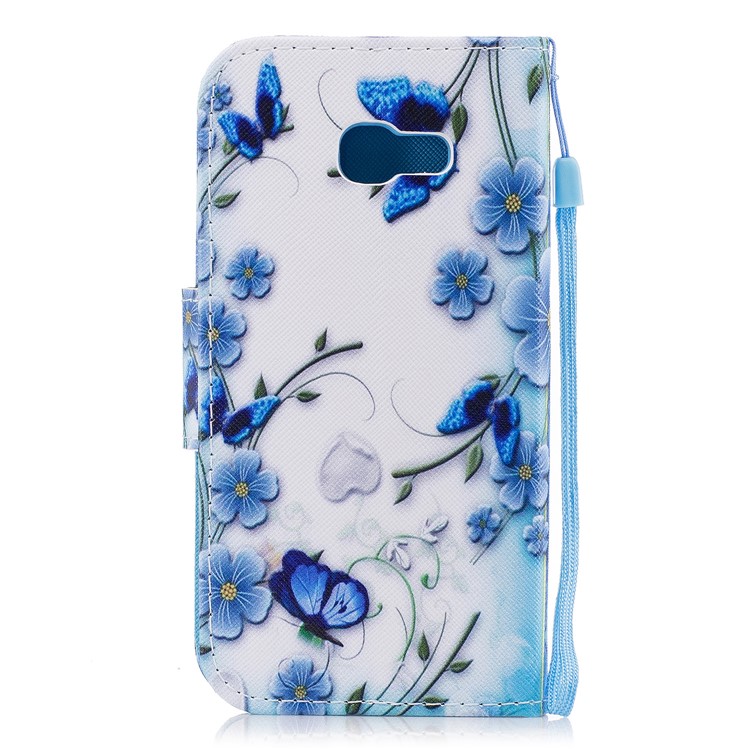 Pattern Printing Wallet Leather Protection Case for Samsung Galaxy A3 (2017) - Blue Flowers-2