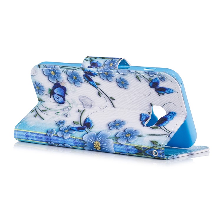 Pattern Printing Wallet Leather Protection Case for Samsung Galaxy A3 (2017) - Blue Flowers-3