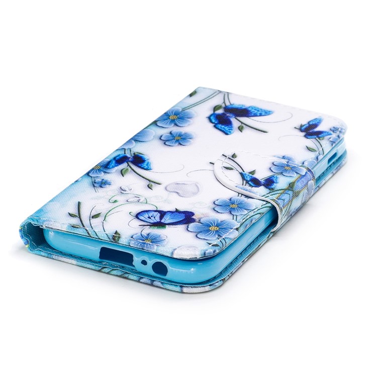 Pattern Printing Wallet Leather Protection Case for Samsung Galaxy A3 (2017) - Blue Flowers-4