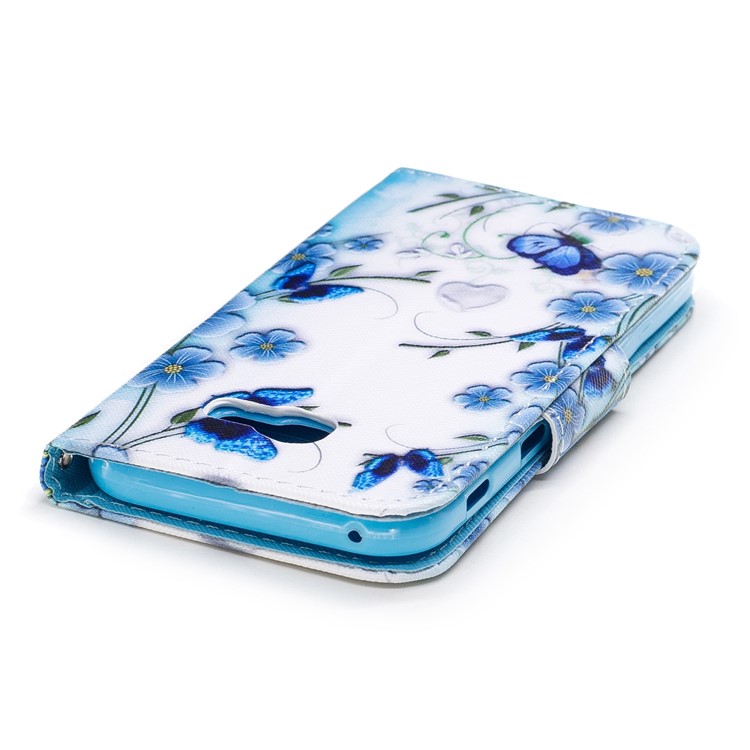 Pattern Printing Wallet Leather Protection Case for Samsung Galaxy A3 (2017) - Blue Flowers-5