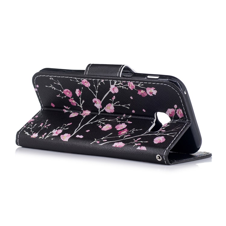 Pattern Printing Wallet Leather Stand Cover for Samsung Galaxy A5 (2017) A520 - Pink Flowers-3