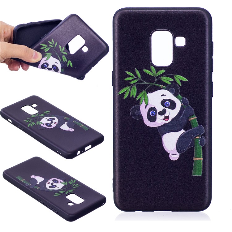 Embossment Pattern TPU Case for Samsung Galaxy A8 (2018) - Panda and Bamboo-1