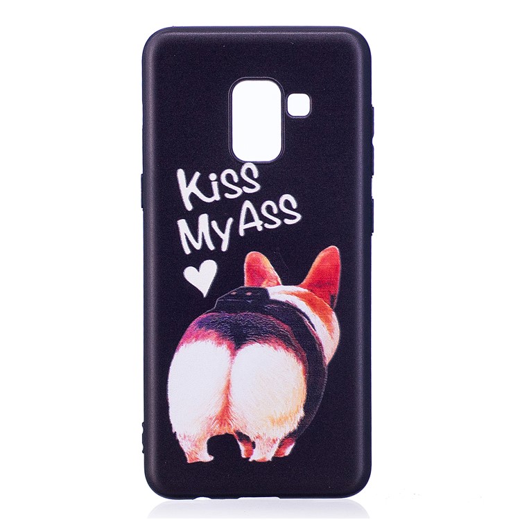 Embossment Pattern TPU Cover for Samsung Galaxy A8 (2018) - Kiss My Ass-2