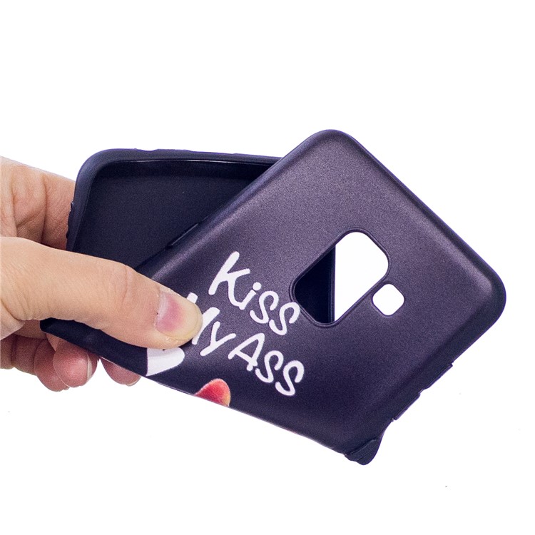 Embossment Pattern TPU Cover for Samsung Galaxy A8 (2018) - Kiss My Ass-5