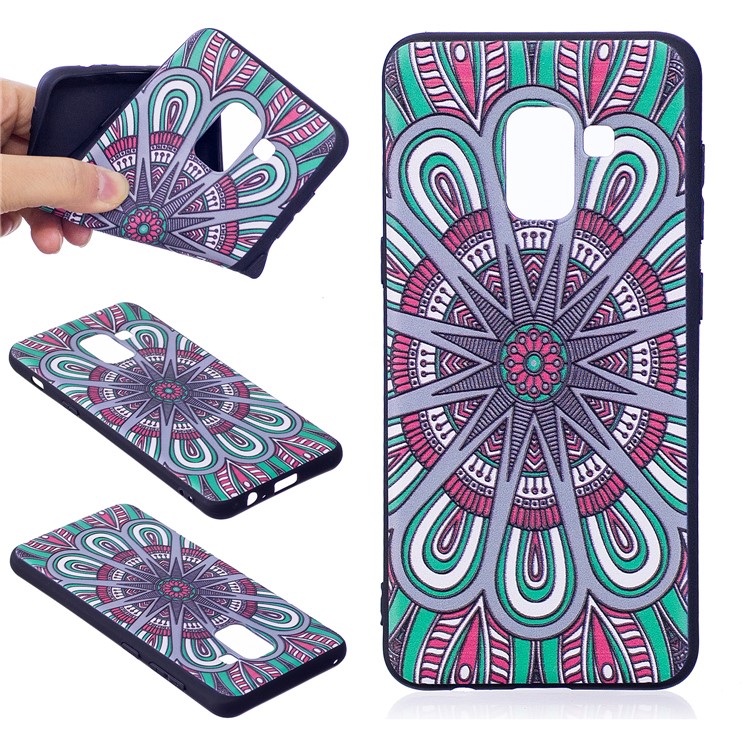 Embossment Pattern TPU Shell for Samsung Galaxy A8 (2018) - Symmetric Pattern-1