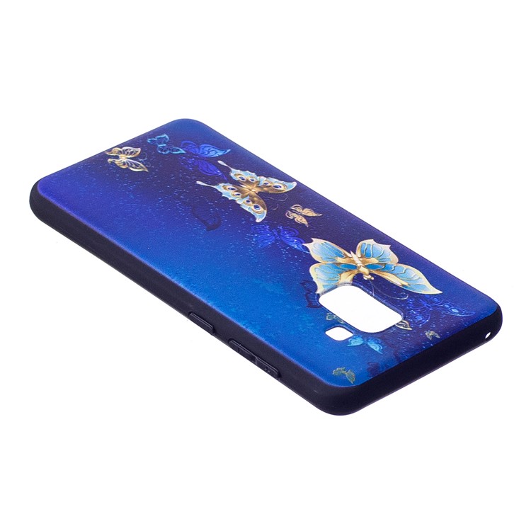 Embossment Pattern TPU Back Phone Case for Samsung Galaxy A8 (2018) - Blue Butterflies-4