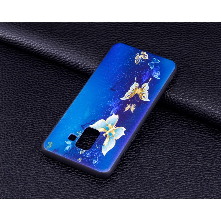 Embossment Pattern TPU Back Phone Case for Samsung Galaxy A8 (2018) - Blue Butterflies-7