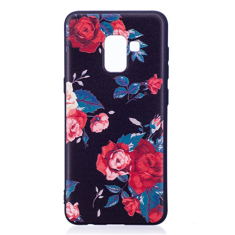 Embossment Pattern TPU Back Phone Cover for Samsung Galaxy A8 (2018) - Blooming Flowers-2