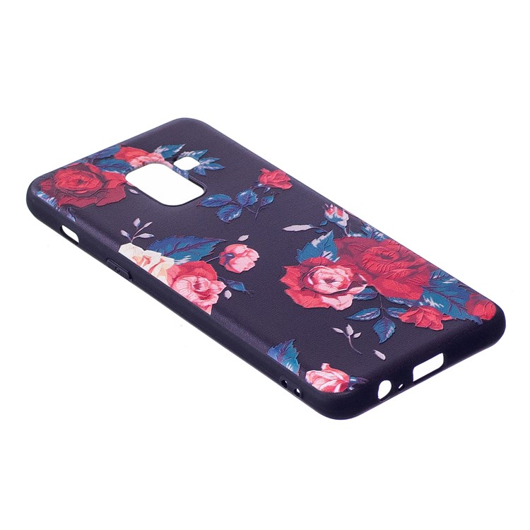 Embossment Pattern TPU Back Phone Cover for Samsung Galaxy A8 (2018) - Blooming Flowers-3