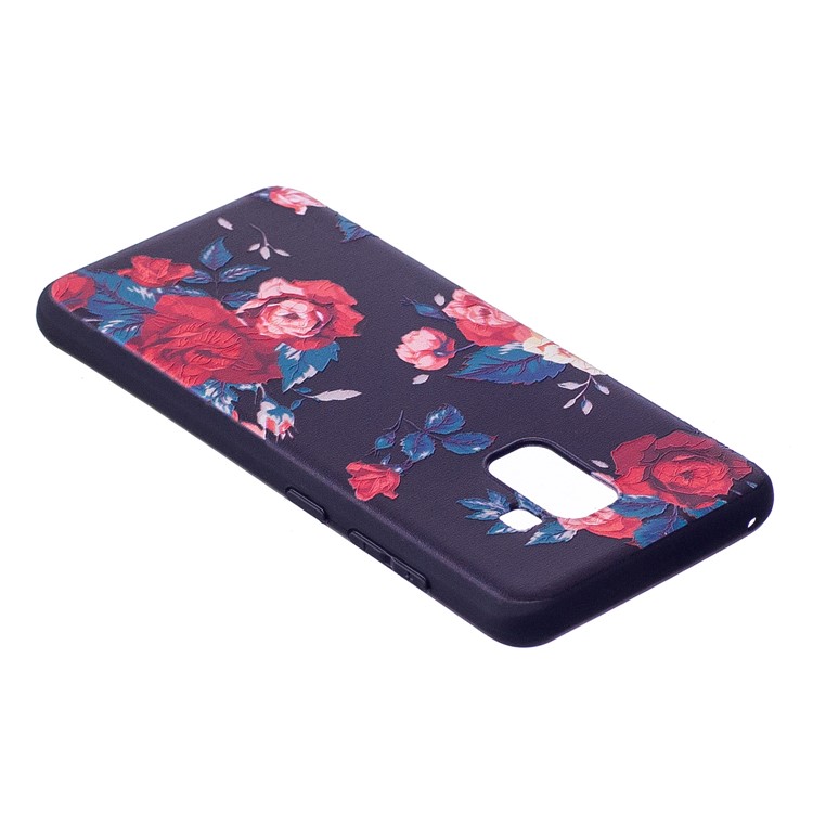 Embossment Pattern TPU Back Phone Cover for Samsung Galaxy A8 (2018) - Blooming Flowers-4