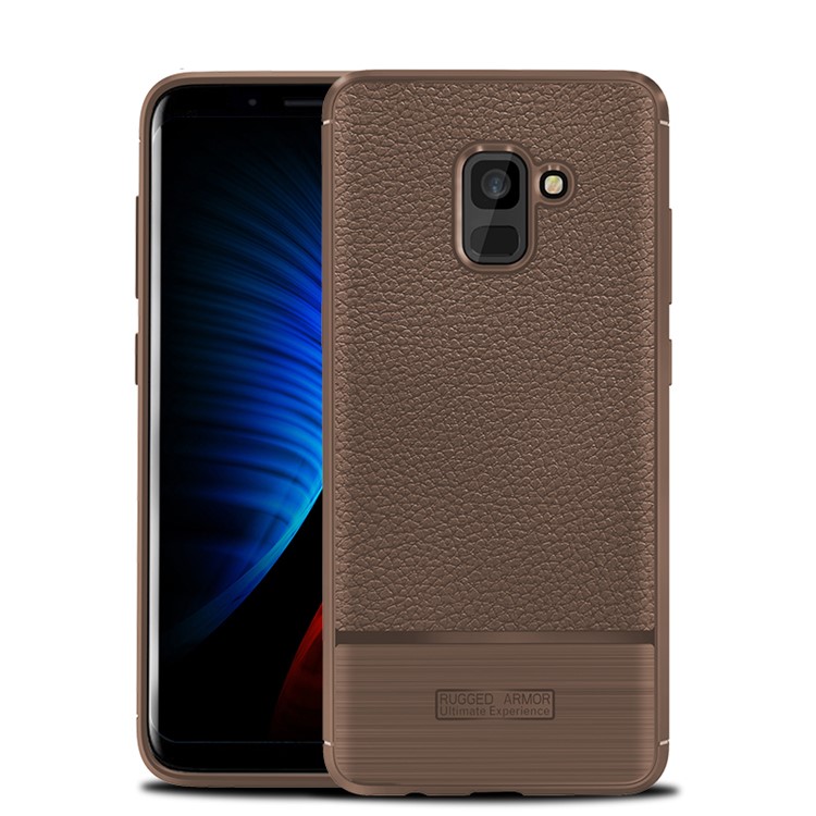 

Litchi Texture Корпус Для Мобильного Телефона TPU Для Галактики Samsung A8 (2018) - Коричневый, Galaxy A8 (2018)