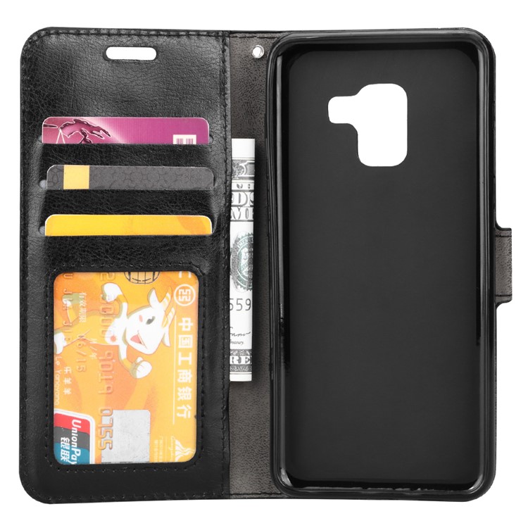 BTRCASE Crazy Horse Leather Wallet Case for Samsung Galaxy A7 (2018) - Black-4