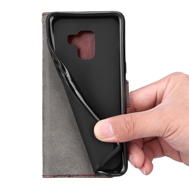 BTRCASE Crazy Horse Leather Wallet Case for Samsung Galaxy A7 (2018) - Black-6