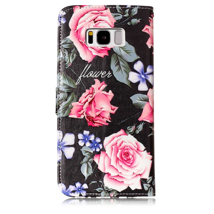 Pattern Printing Embossed Leather Wallet Case for Samsung Galaxy S8+ Plus SM-G955 - Vivid Flowers-3