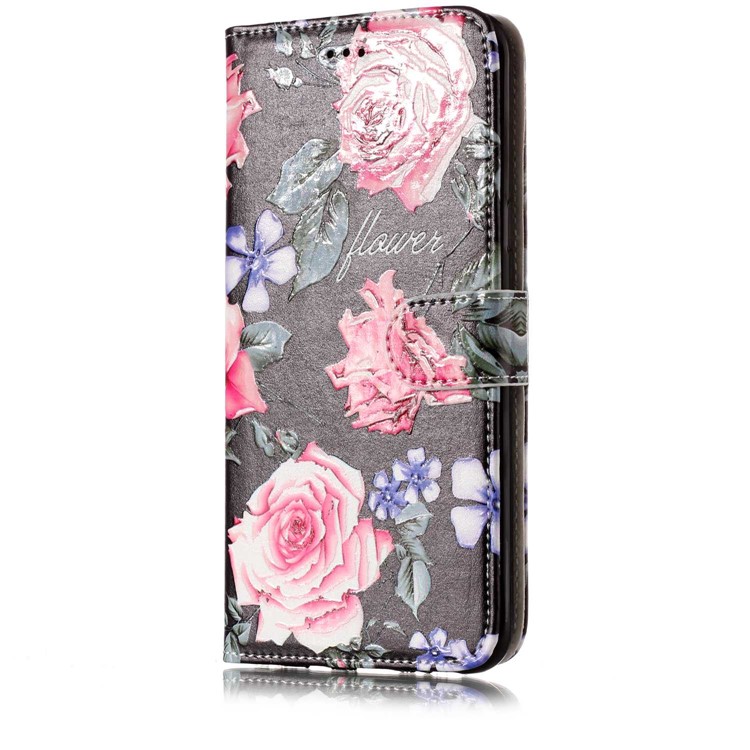 Pattern Printing Embossed Leather Wallet Case for Samsung Galaxy S8+ Plus SM-G955 - Vivid Flowers-4