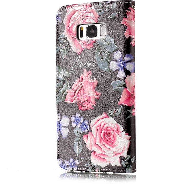 Pattern Printing Embossed Leather Wallet Case for Samsung Galaxy S8+ Plus SM-G955 - Vivid Flowers-5