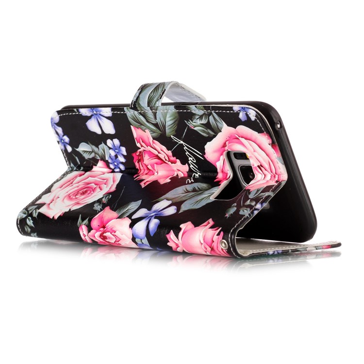 Pattern Printing Embossed Leather Wallet Case for Samsung Galaxy S8+ Plus SM-G955 - Vivid Flowers-6