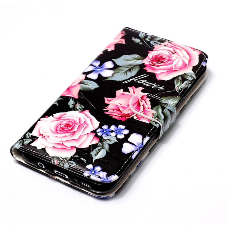 Pattern Printing Embossed Leather Wallet Case for Samsung Galaxy S8+ Plus SM-G955 - Vivid Flowers-7