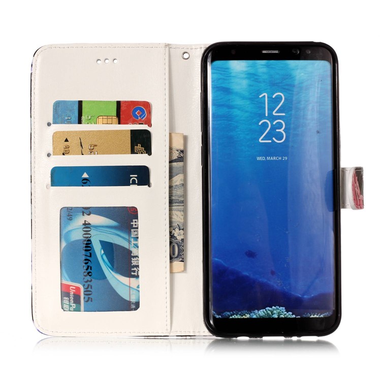 Pattern Printing Embossed Leather Wallet Case for Samsung Galaxy S8+ Plus SM-G955 - Vivid Flowers-8