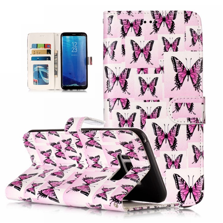 

Pattern Printing Embossed Cell Phone Leather Wallet Case for Samsung Galaxy S8+ Plus SM-G955 - Butterfly Pattern