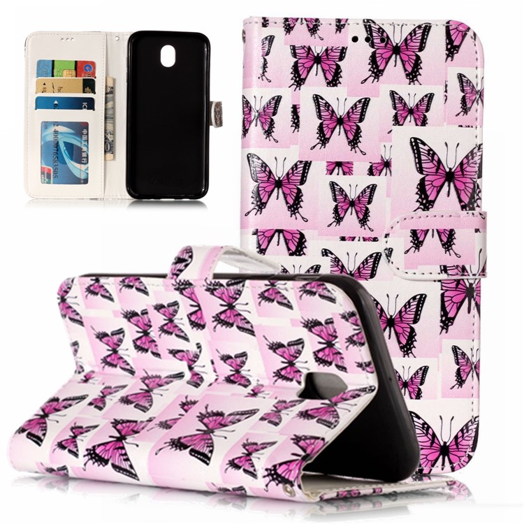 

Pattern Printing Embossed PU Leather Stand Case for Samsung Galaxy J5 Pro (2017) / J5 (2017) EU Version - Butterfly Pattern