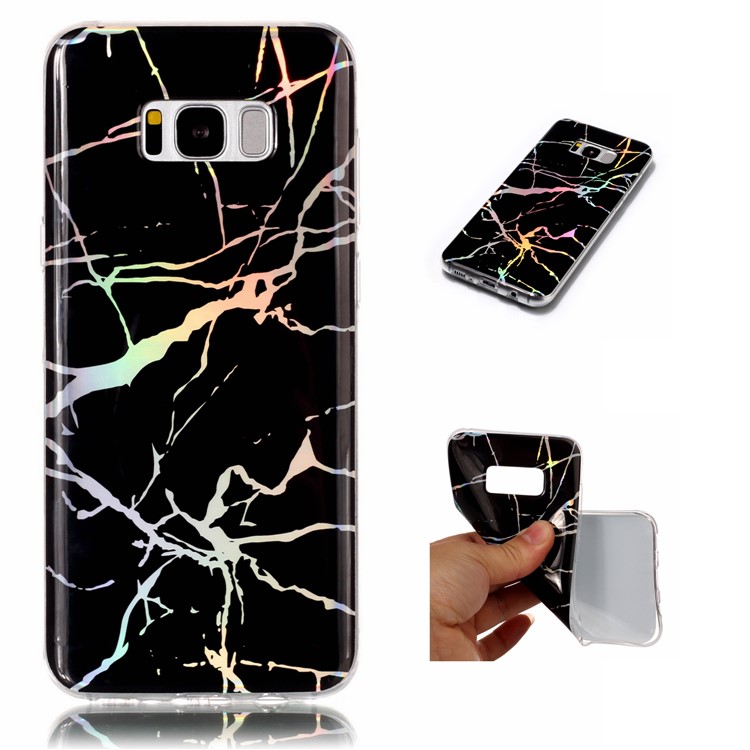 Marmor Muster Galvanik TPU Slim Shell Für Samsung Galaxy S8 Plus SM-G955 - Schwarz-2