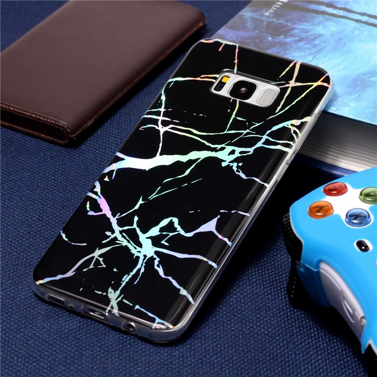 Marmor Muster Galvanik TPU Slim Shell Für Samsung Galaxy S8 Plus SM-G955 - Schwarz-6