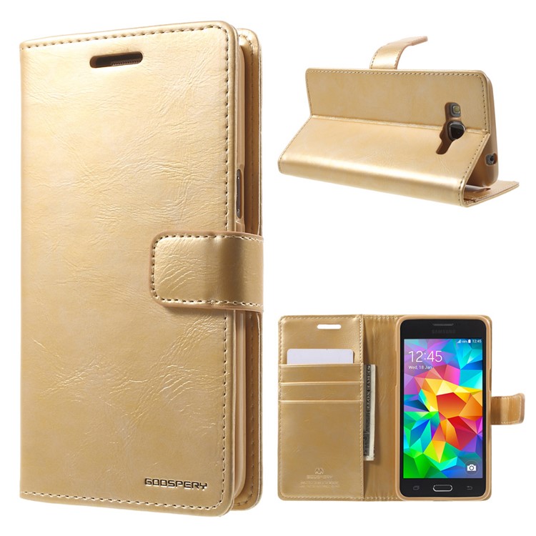 

MERCURY GOOSPERY Blue Moon Leather Wallet Case Cover for Samsung Galaxy Grand Prime SM-G530 - Gold