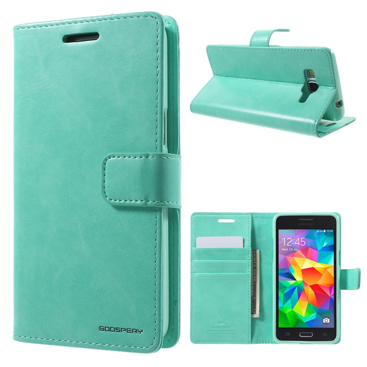 

MERCURY GOOSPERY Blue Moon Phone Leather Wallet Case for Samsung Galaxy Grand Prime SM-G530 - Cyan