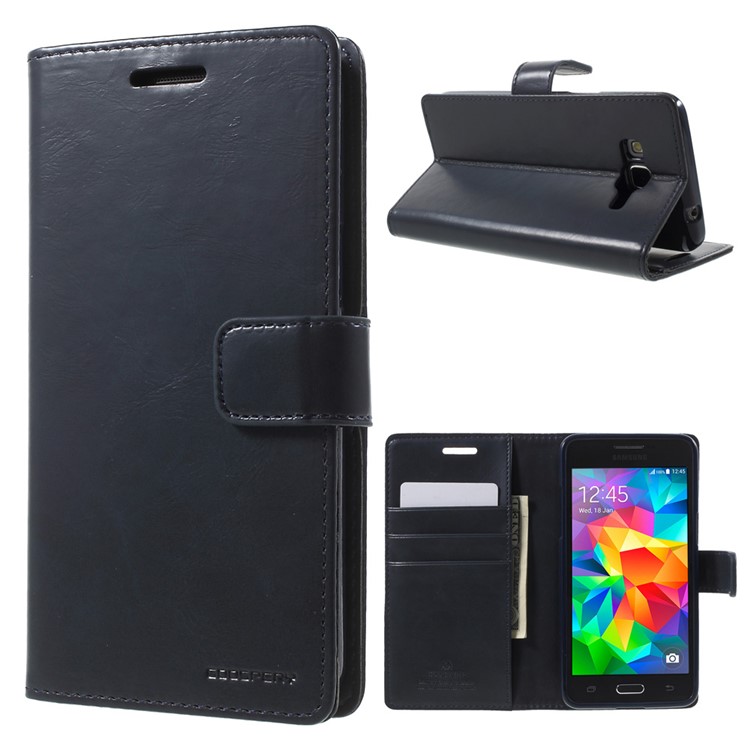 

MERCURY GOOSPERY Blue Moon Leather Wallet Case for Samsung Galaxy Grand Prime SM-G530 - Dark Blue