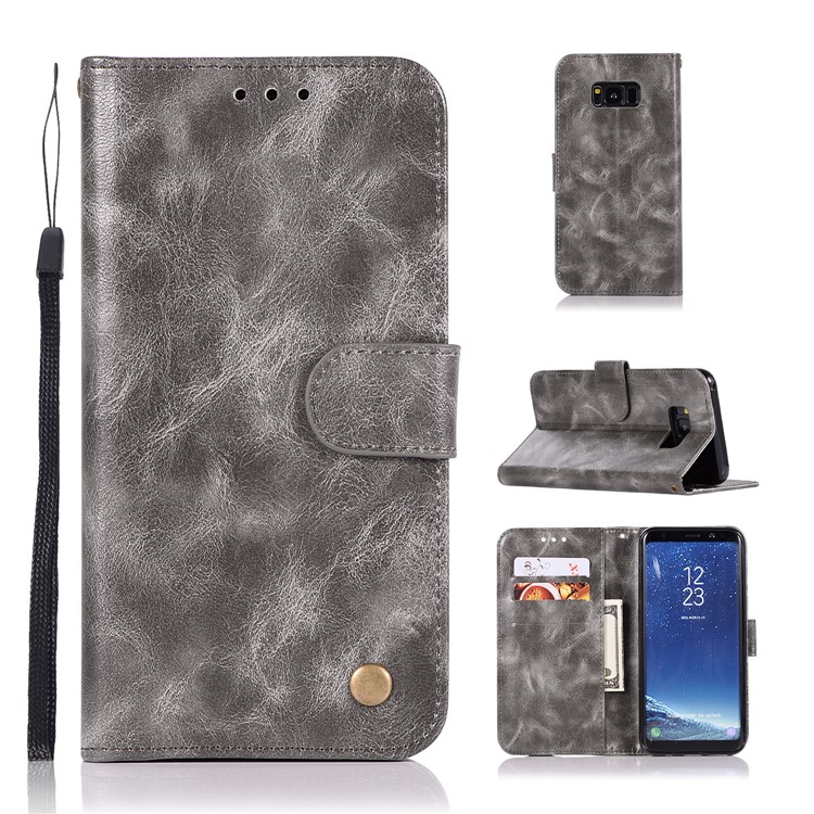 

Premium Vintage PU Leather Magnetic Wallet Cover for Samsung Galaxy S8 Plus SM-G955 - Grey, Galaxy S8+