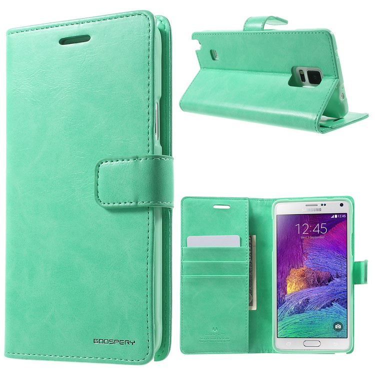 Mercury Goospery Blue Moon Leather Wallet Case For Samsung Galaxy Mercury Goospery Blue Moon Leather Wallet Case For Samsung Galaxy Note 4 N910 Cyan
