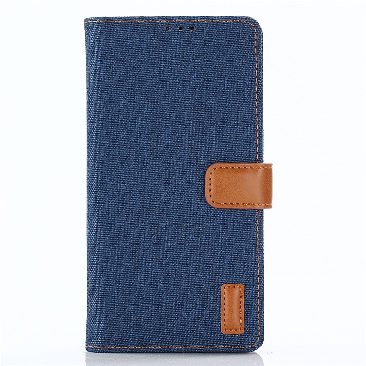 Jeans Cloth Wallet PU Leather Stand Phone Case for Samsung Galaxy A8 (2018) - Dark Blue-2