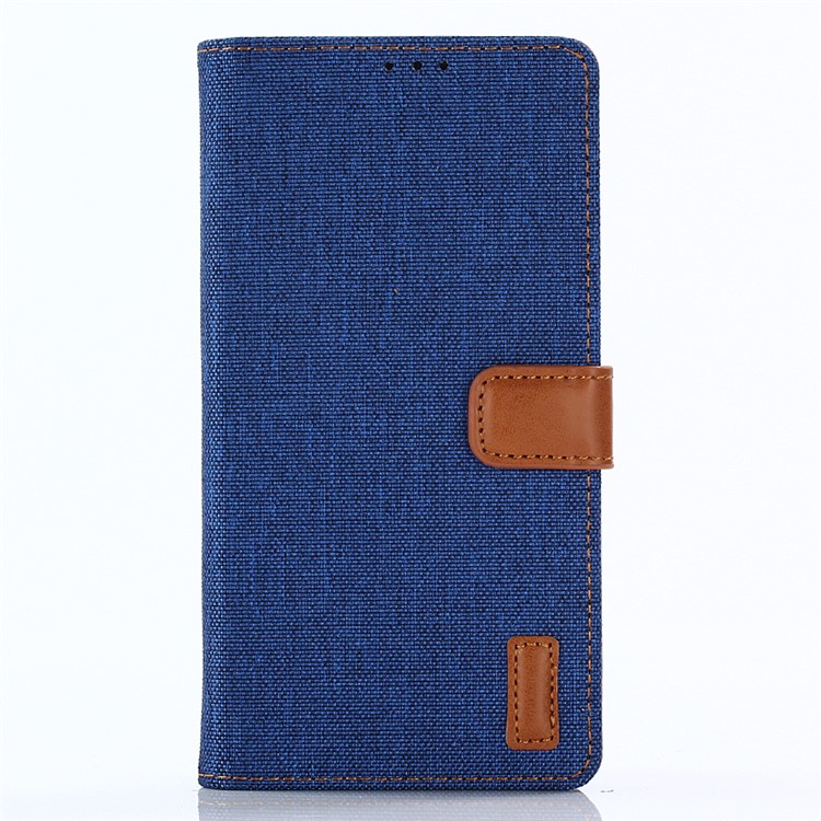 Carteira De Pano De Jeans Bolsa De Couro PU Estojo Móvel Para Samsung Galaxy A8 (2018) - Bebê Azul-1