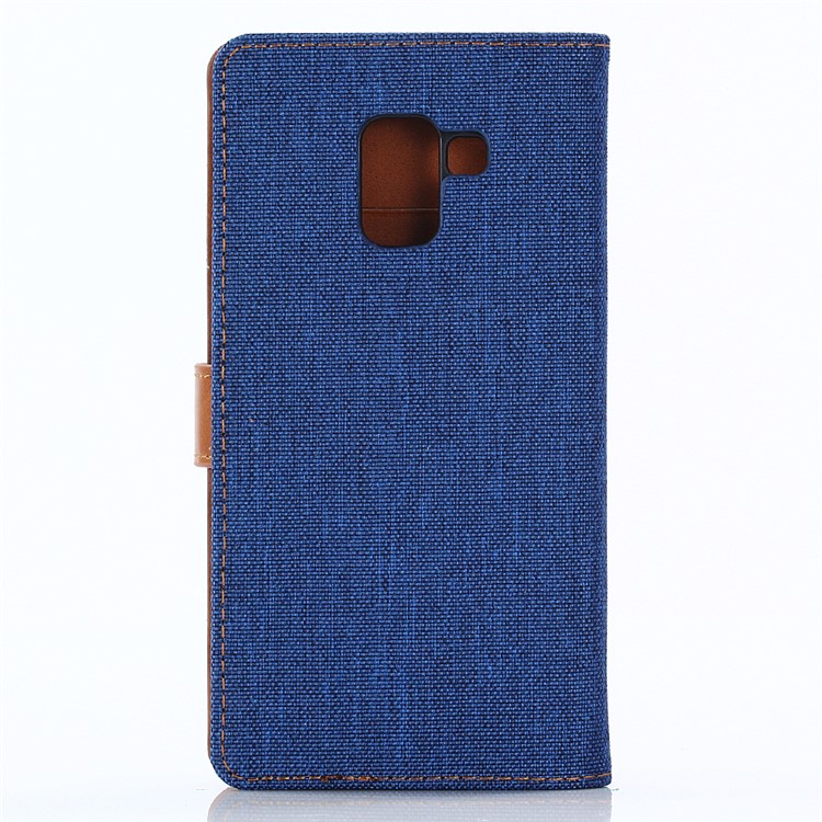Carteira De Pano De Jeans Bolsa De Couro PU Estojo Móvel Para Samsung Galaxy A8 (2018) - Bebê Azul-2