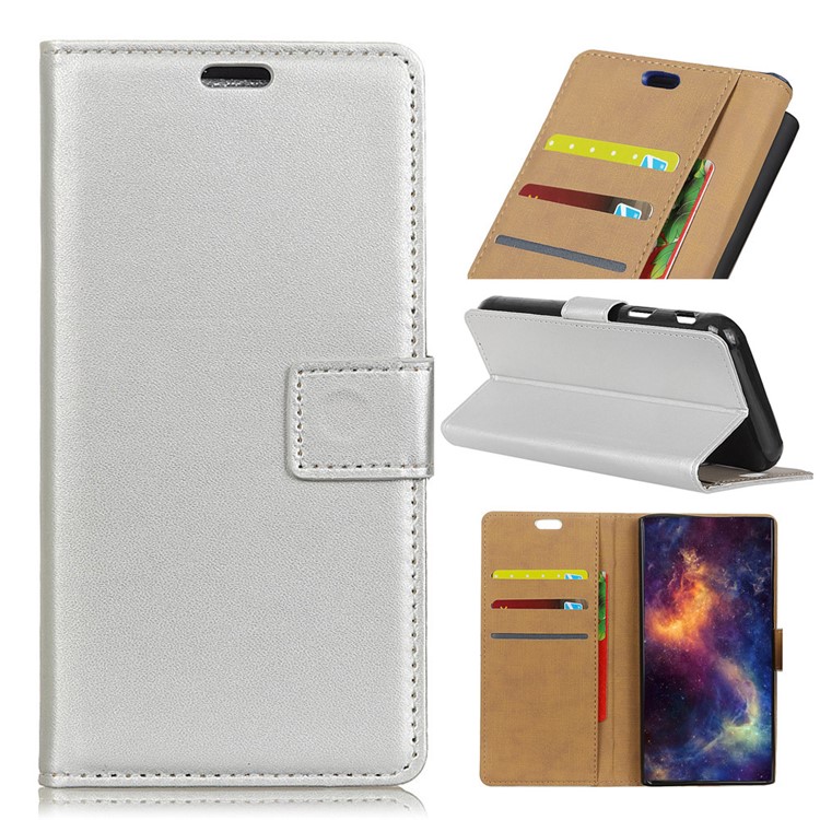 

Flip Leather Wallet Stand Phone Cover for Samsung Galaxy J2 Pro 2018 - Silver