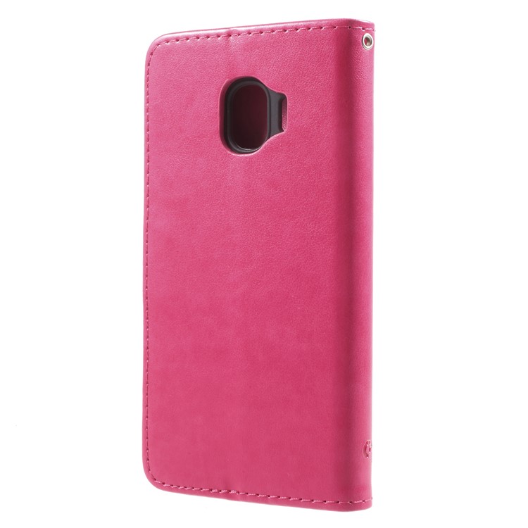 For Samsung Galaxy J2 Pro 2018 Imprint Butterfly Flowers Wallet Leather Stand Cover - Rose-3