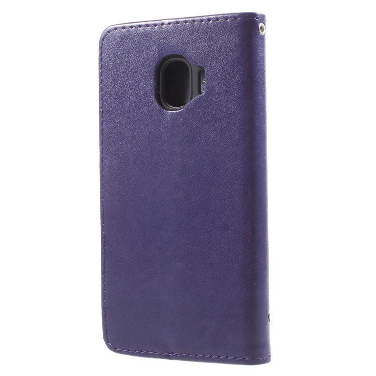Imprint Butterfly Flowers Magnetic Wallet Leather Mobile Phone Cover with Stand for Samsung Galaxy J2 Pro 2018 - Dark Purple-3