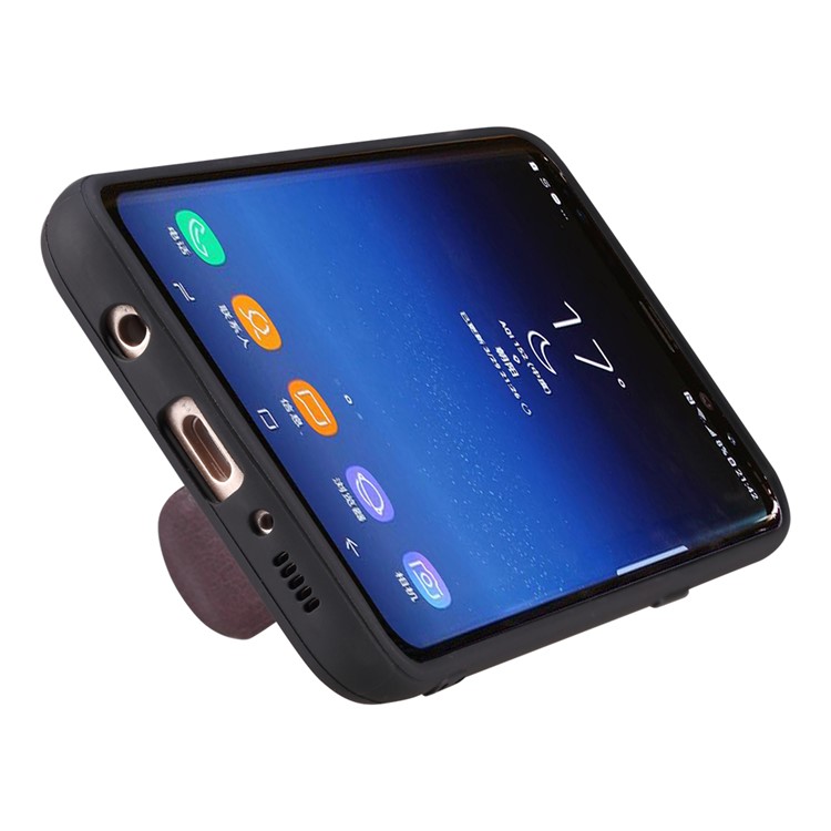 Crazy Horse PU Leather Coated TPU Card Slot Phone Shell with Kickstand for Samsung Galaxy S8 Plus SM-G955 - Coffee-9