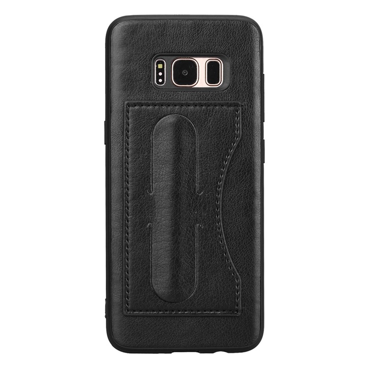 Crazy Horse Texture PU Leather Coated TPU Card Holder Case Accessory with Kickstand for Samsung Galaxy S8 G950 - Black-1